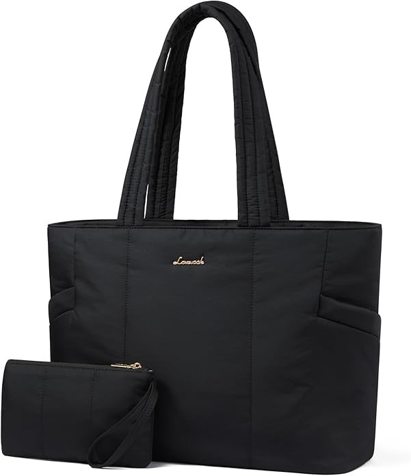 LOVEVOOK Laptop Bag for Women, Lightweight Puffy Work Tote Bag with Clutch Purse, 15.6 Inch Compu... | Amazon (US)