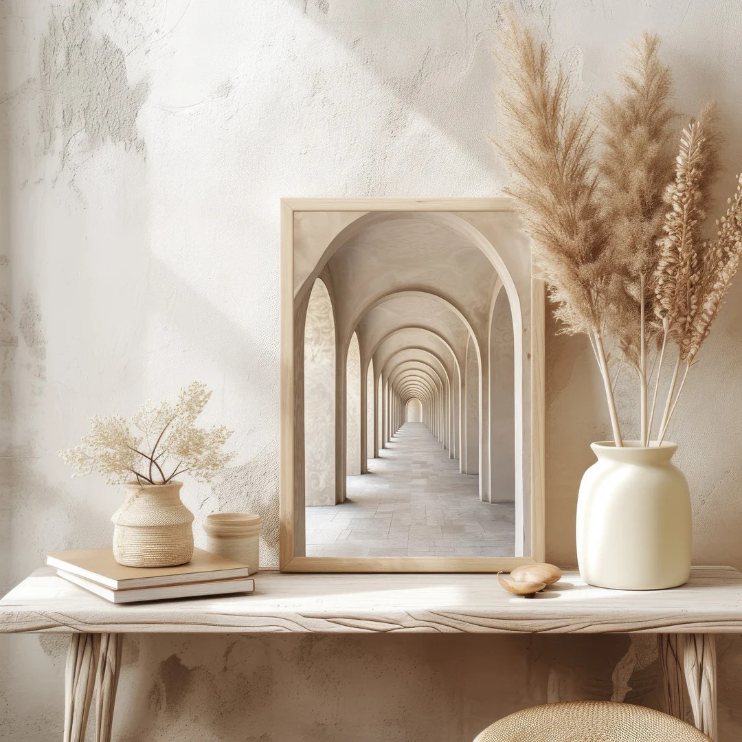 Trendy Beige Neutral Architecture Art Print, Beige Home Decor, Neutral Wall Art, Minimalist Wall ... | Etsy (US)