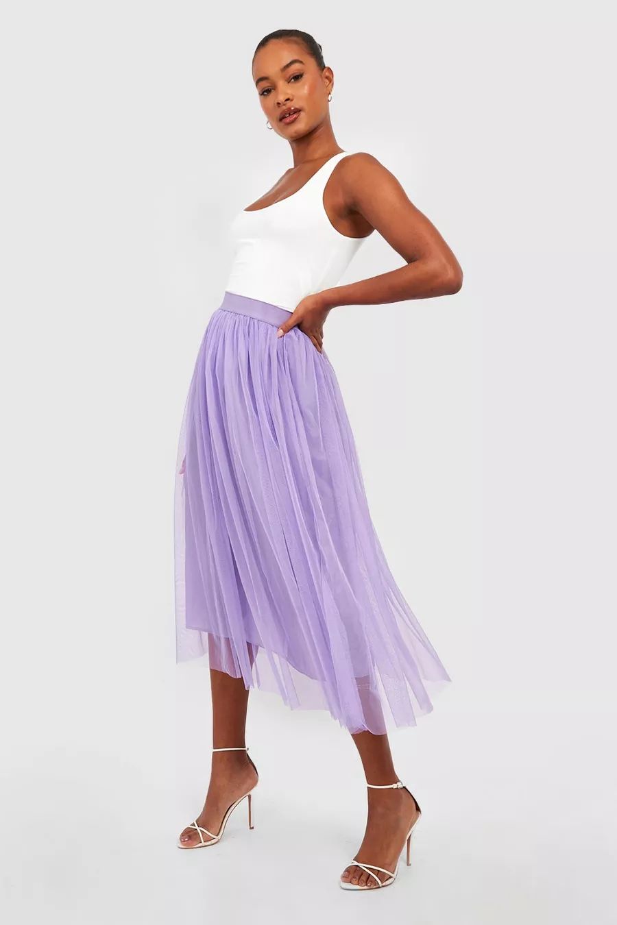 Tall Boutique Tulle Mesh Midi Skirt | Boohoo.com (US & CA)