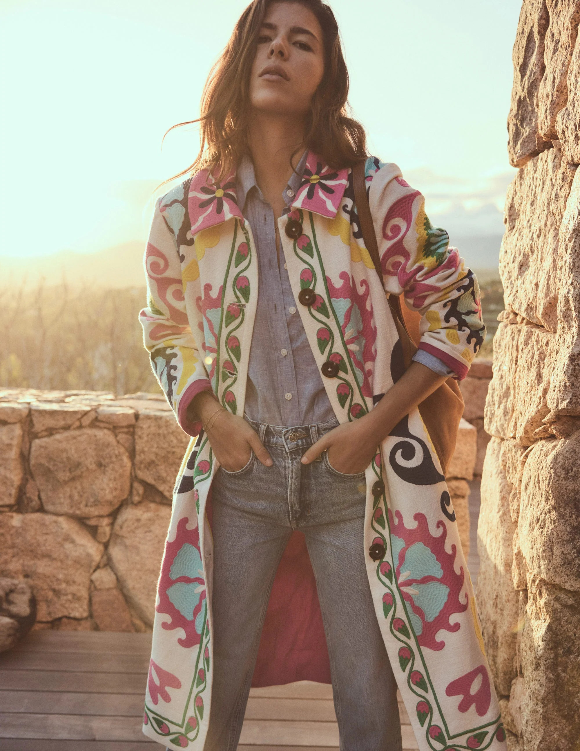 Embroidered Souvenir Coat-Multi, Ornamental Wave | Boden (US)