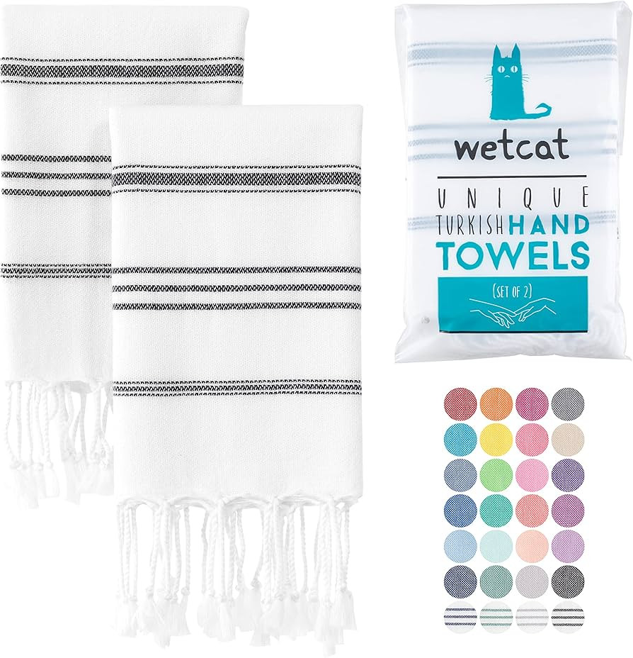 WETCAT Turkish Hand Towels with Hanging Loop (20 x 30) - Set of 2, 100% Cotton, Soft - Pre Washed... | Amazon (US)