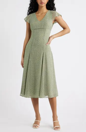 Open Edit Short Sleeve Godet Pleat Dress | Nordstrom | Nordstrom