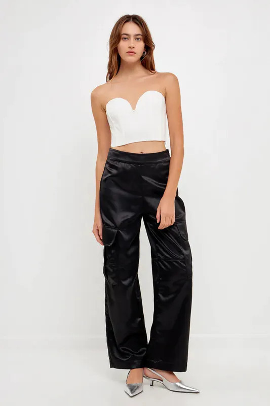 Grey Lab Straight-Leg Satin Cargo Pants - Black - XS | Verishop