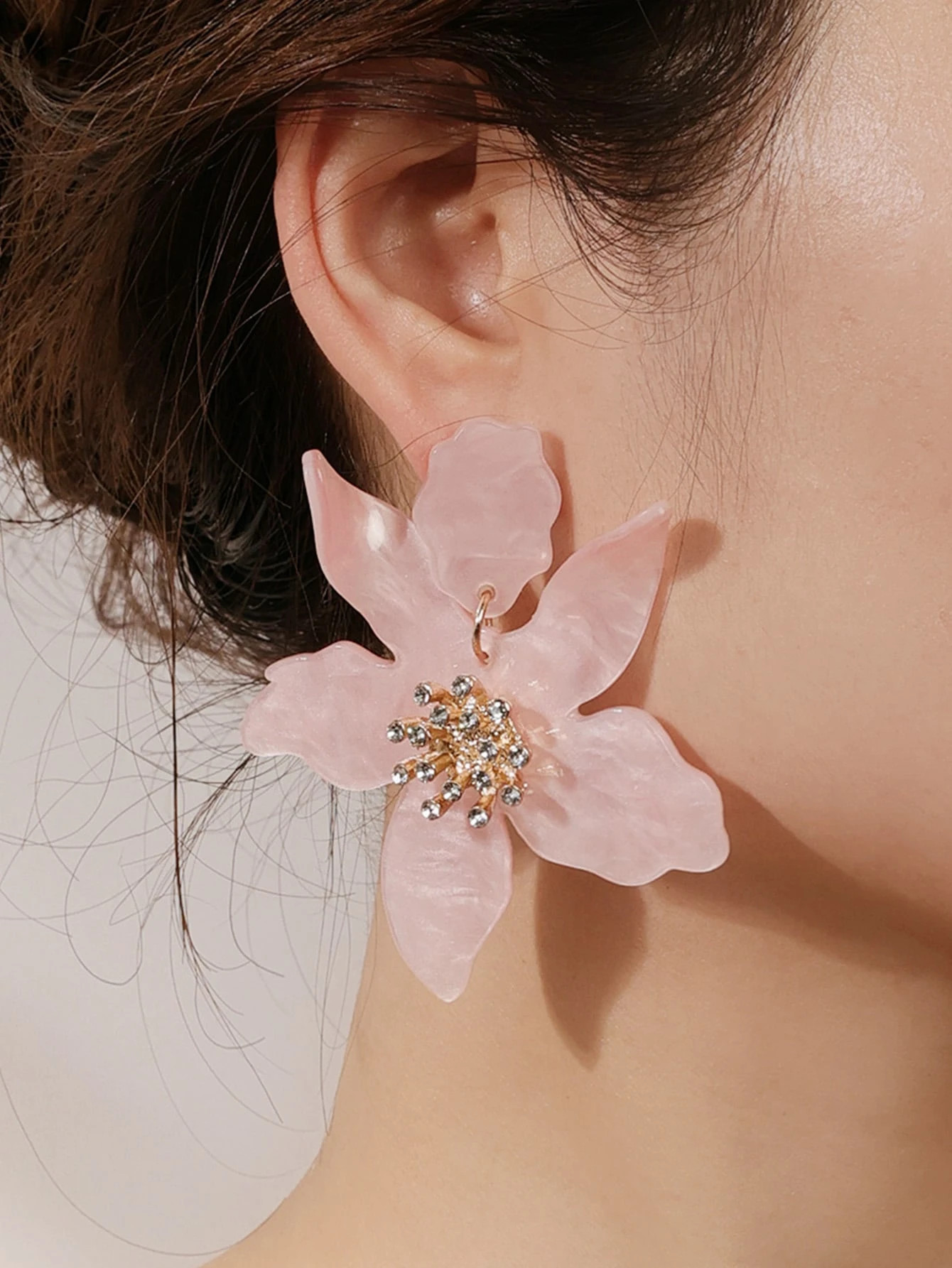 Rhinestone Flower Drop Earrings | SHEIN