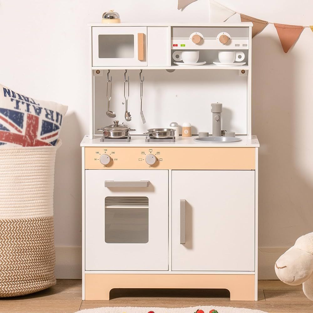 Amazon.com: ROBOTIME Play Kitchen, Kids Kitchen Playset, Toy Kitchen Toddler Kitchen Set for Todd... | Amazon (US)