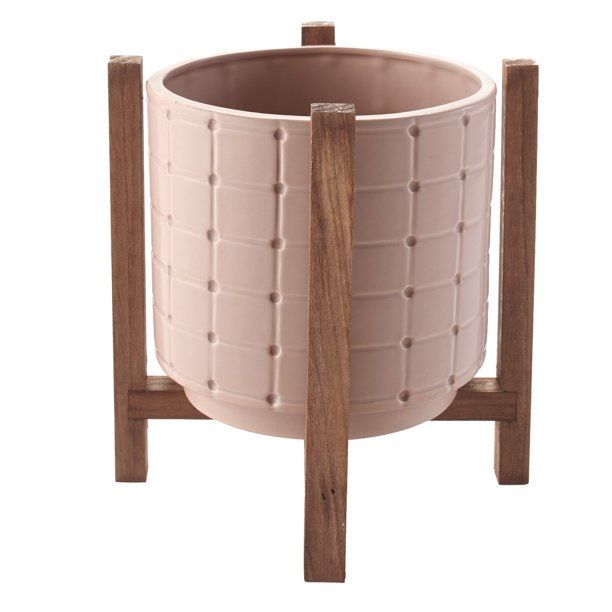 Ceramic Planter with Stand - Indoor/Outdoor Decorative Pot - Pink - Walmart.com | Walmart (US)