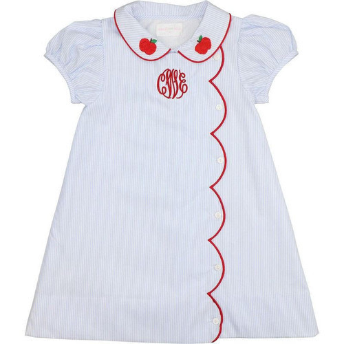 Blue And Red Embroidered Apple Dress | Cecil and Lou