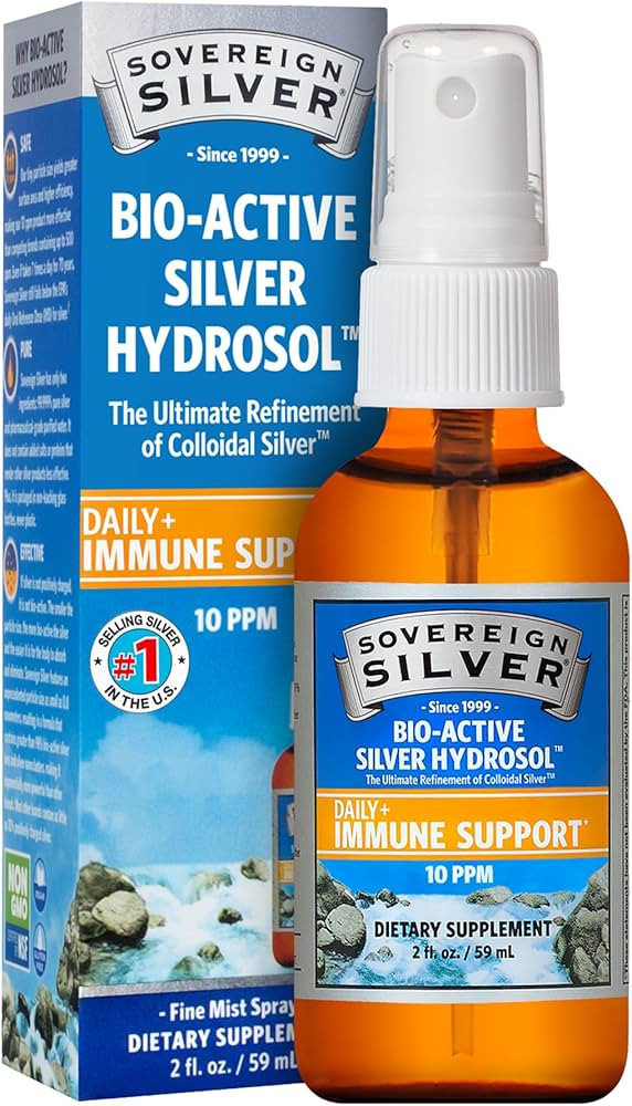 Sovereign Silver Immune Support, Colloidal Silver, Bio-Active Silver Hydrosol,10 ppm, Fine Mist S... | Amazon (US)