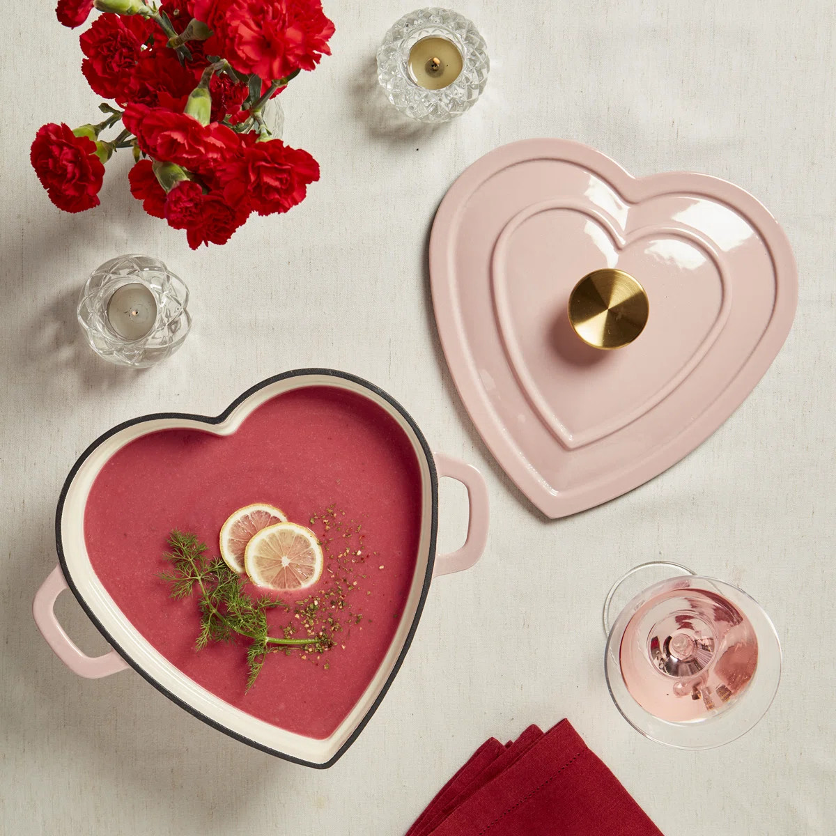 Smith & Clark 3-Quart Enameled Cast Iron Heart-Shaped Dutch Oven, Pink | Wayfair North America