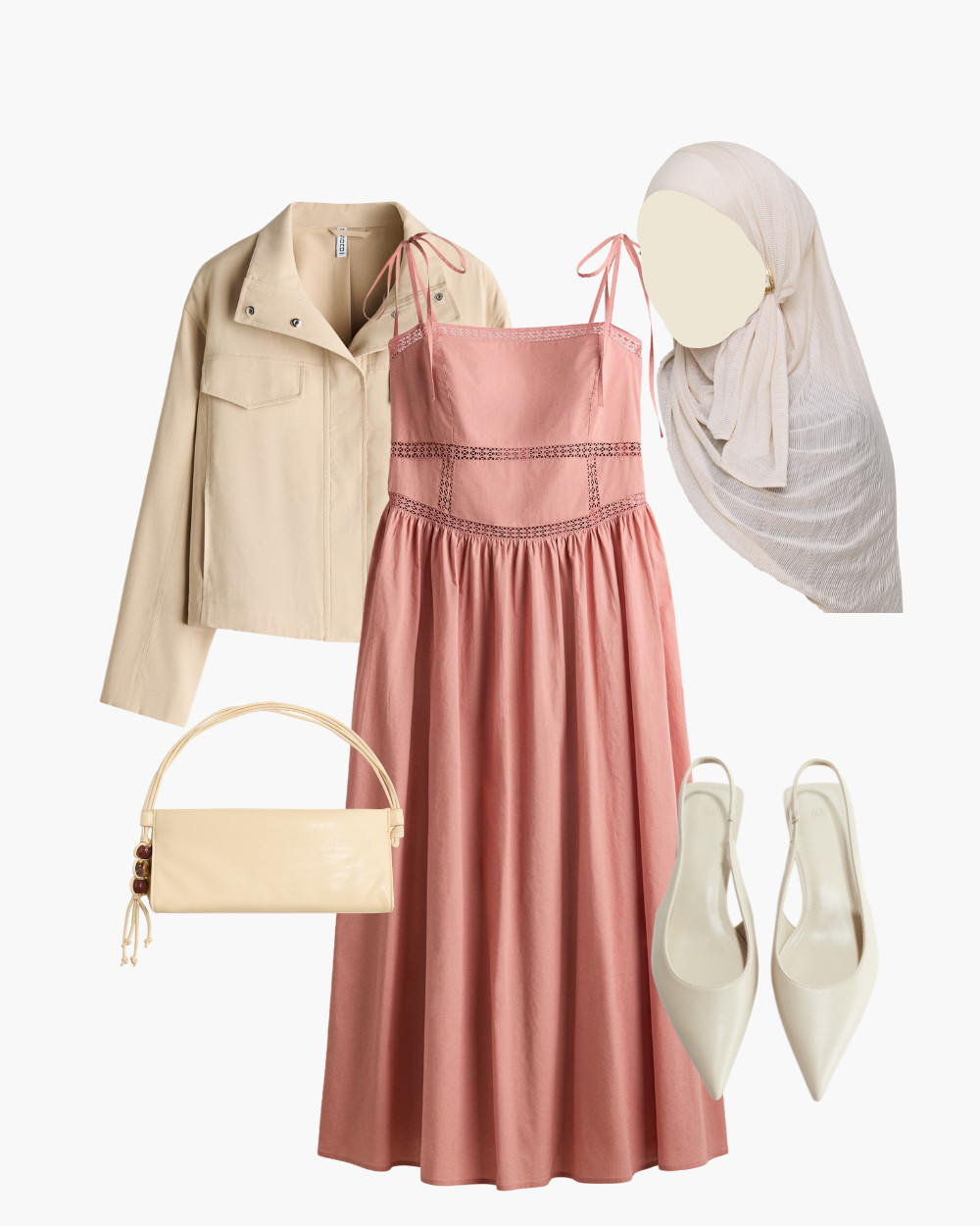 stylish summer outfits inspo, cotton pink dress, summer dress look, modest summer fits, hijab look summer 

 