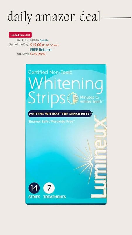 Daily Amazon deal: non-toxic teeth whitening strips 

These work so great and are enamel safe! My personal favorite teeth whitening strips! 


teeth whitening strips, Amazon finds, sales, beauty, self care 

#LTKbeauty #LTKsalealert