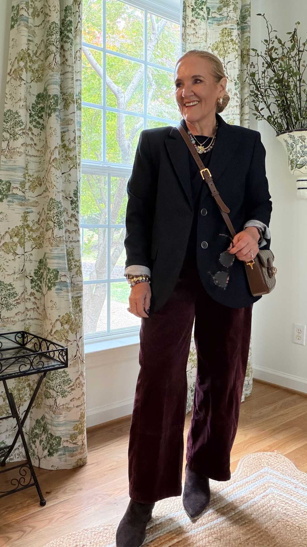 Pants size small regular (tap on pic with white pants) 
Blazer size 10, petite
Navy boat, neck, cashmere sweater, size medium
Brown suede booties size up a half
I’m wearing my all Allie & Bess  jewelry but wait to buy it until Sunday night because a big sale is coming so make sure you’re around. Use code BLKFRI 

#LTKSaleAlert #LTKSeasonal #LTKOver40