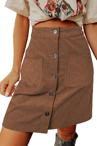 Happy Sailed Womens Corduroy Skirts Fall Winter High Waisted Button Down A-line Short Mini Skirt ... | Amazon (US)