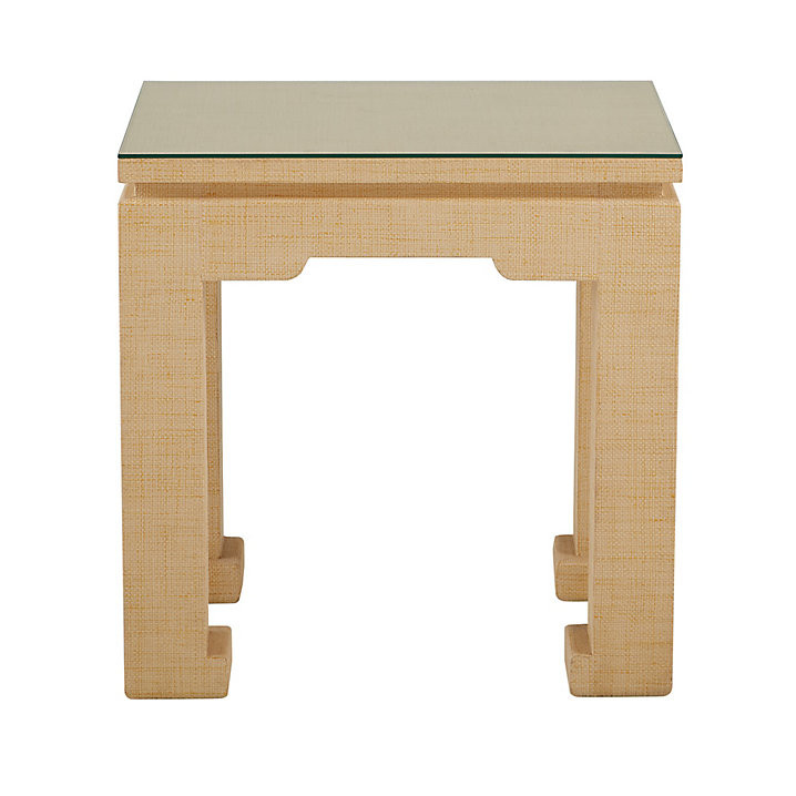 Bunny Williams Raffia Side Table Glass Top Accent Living Room Decor | Ballard Designs, Inc.