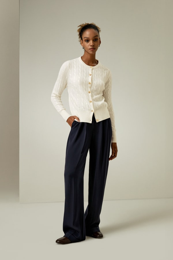 Baby Cashmere Cable-Knit Cardigan | LILYSILK
