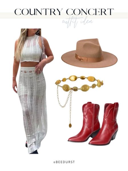 Festival outfit, concert outfit, country concert outfit, cowgirl boots, waist chain belt, matching set, summer outfit, white dresss

#LTKStyleTip #LTKFindsUnder50 #LTKShoeCrush
