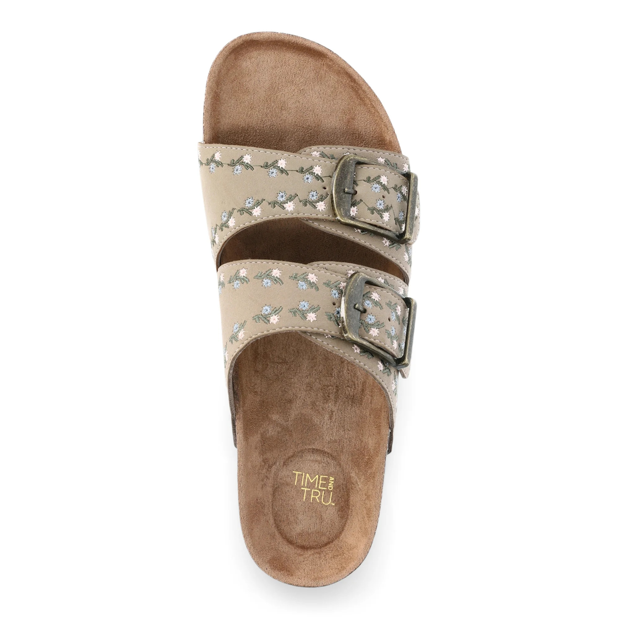 Time and Tru Women's Footbed Slide Sandals, Wide Width Available | Walmart (US)