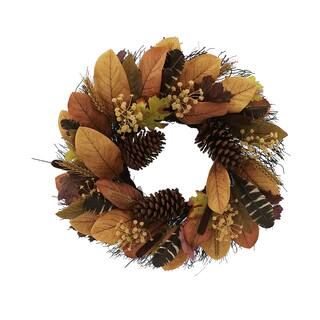 22" Magnolia, Pinecone & Feather Wreath by Ashland® | Michaels Stores