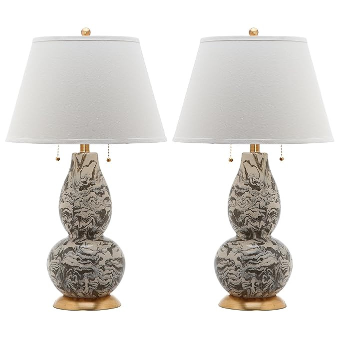 Safavieh Lighting Collection Color Swirls Grey and White 28.5-inch Table Lamp (Set of 2) | Amazon (US)