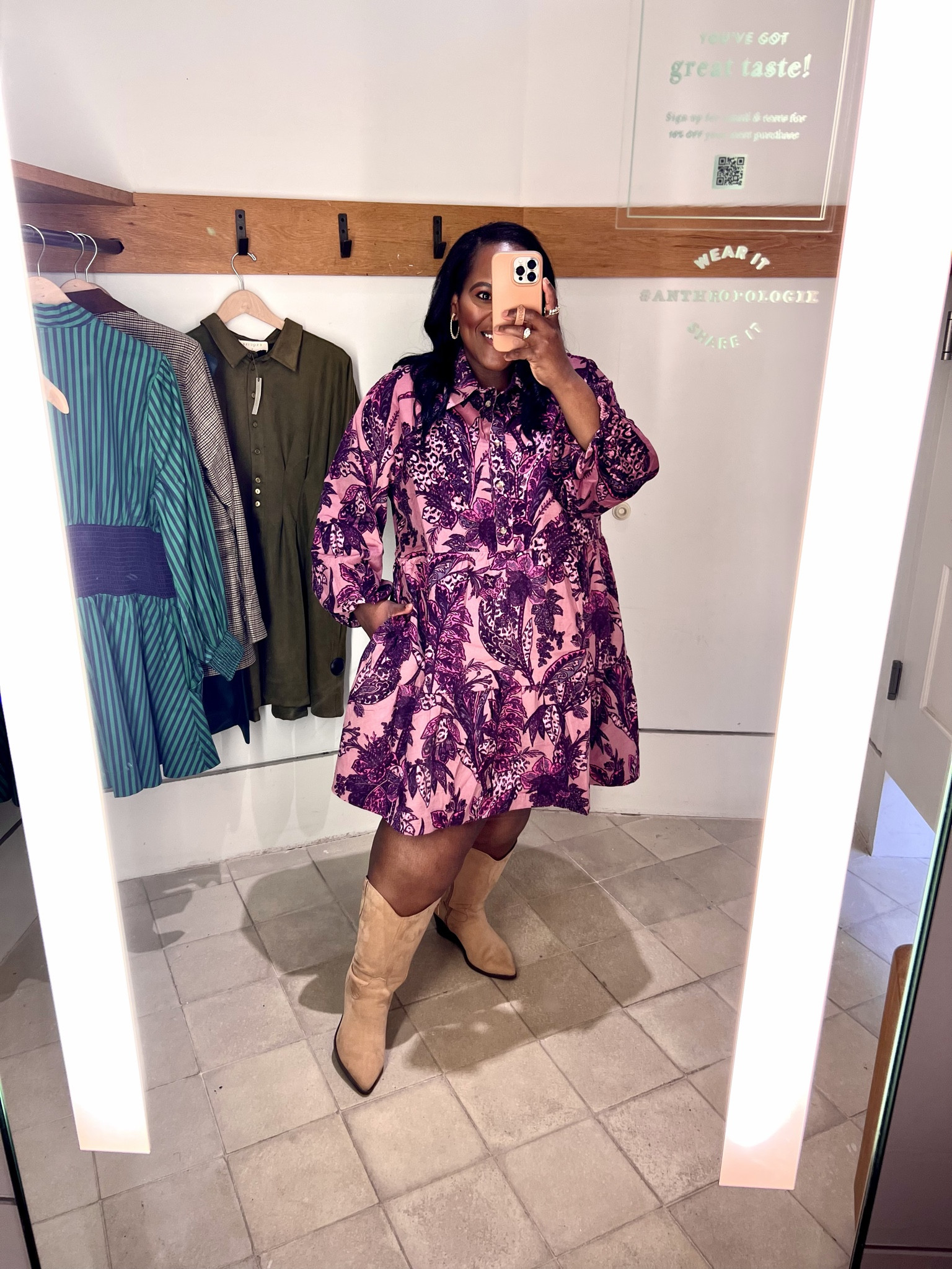 Obsessed with this fun print for Fall from Anthropologie- wearing a size xl. This would be great for Thanksgiving or family photos! 

#LTKMidsize #LTKCyberWeek #LTKPlusSize