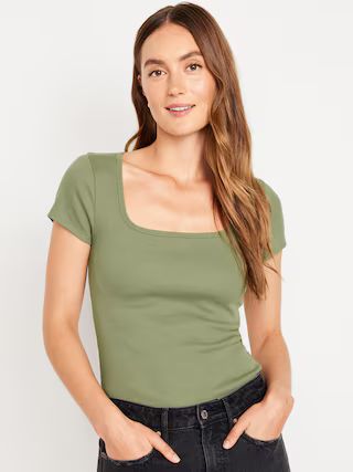 Fitted Square-Neck T-Shirt | Old Navy (US)
