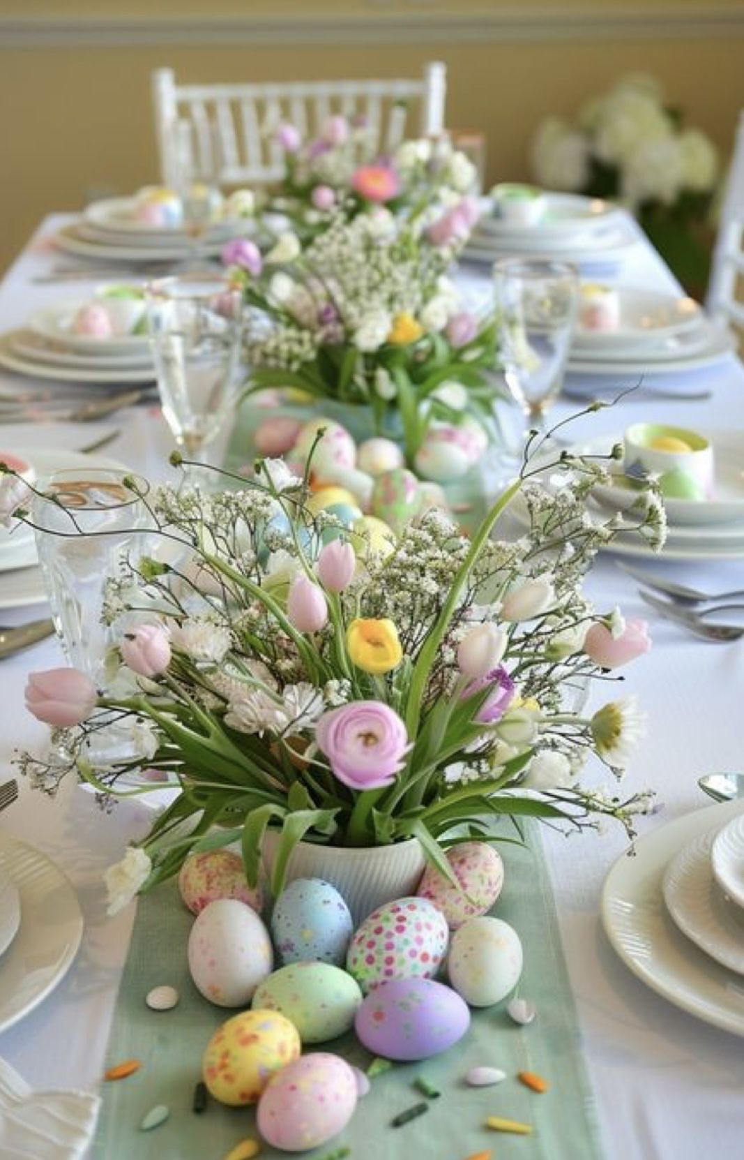 Simple, elegant, and beautiful Easter table scape! #eastertable #eastercenterpiece #eastercenterpiece #springtavblescape

#LTKHome #LTKSeasonal #LTKStyleTip