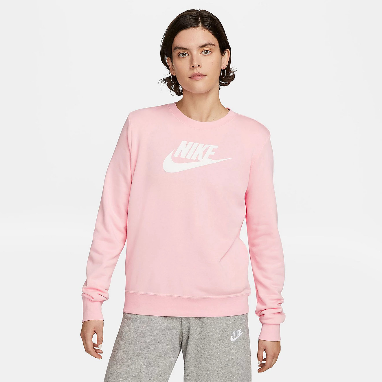 Nike Women's Club Fleece Graphic Long Sleeve Crew Neck Sweatshirt | Academy | Academy Sports + Outdoors