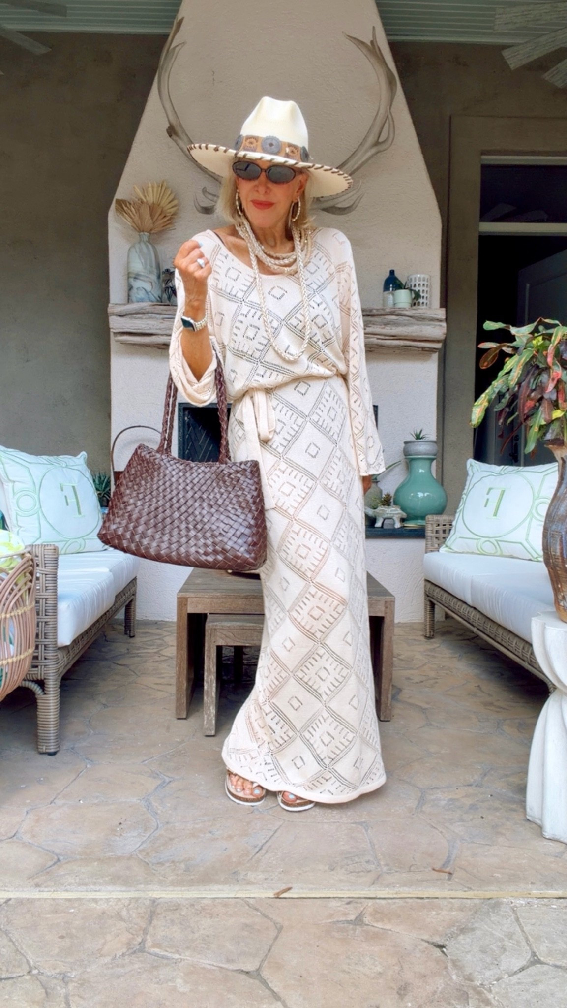 This  crochet maxi swimsuit coverup I will also wear as a dress by adding a nude slip that goes to knees only. Price is amazing! Adjust the length with the self tie belt that comes with it 
Woven leather tote bag is perfect for travel and I will carry it through the fall. It is gorgeous 
I linked the swimsuit I am wearing underneath

#LTKOver40 #LTKootd #LTKTravel