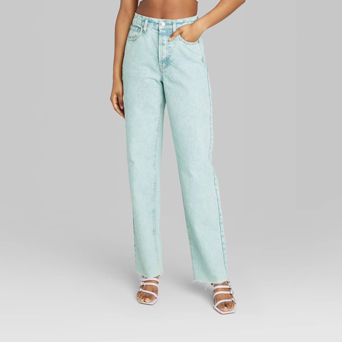 Women's High-Rise Straight Jeans - Wild Fable™ Light Teal Blue | Target