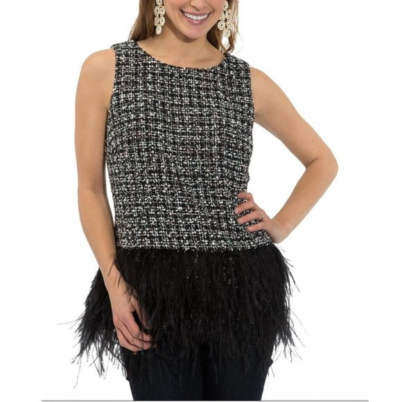 Sail to Sable Tweed Feather Tunic Tank Blouse | Poshmark