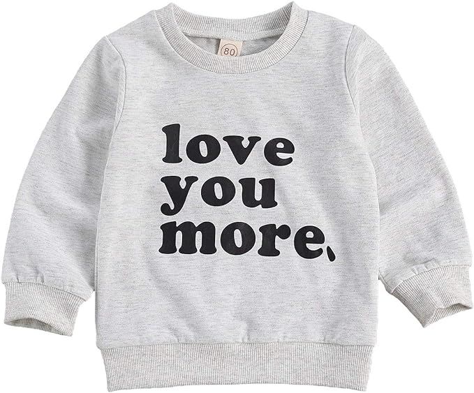 Toddler Baby Boy Girl Valentine 's Day Sweatshirt Love You More Pullover Tops Casual Unisex Baby ... | Amazon (US)