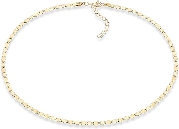 Miabella 18K Gold Over 925 Sterling Silver Figaro, Beaded Singapore, Sparkle, Cuban Link Chain, A... | Amazon (US)