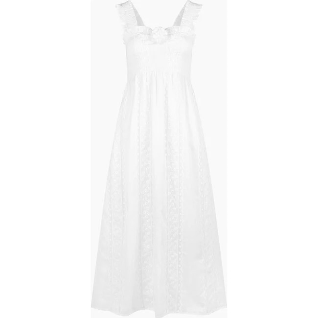 Hill House Home | The Rosetta Nap Dress, (White Broderie Voile, Size Medium) | Maisonette | Maisonette