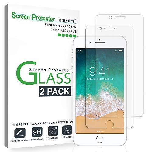 amFilm Glass Screen Protector for iPhone 8, 7, 6S, 6 (4.7")(2 Pack) Tempered Glass Screen Protect... | Amazon (US)