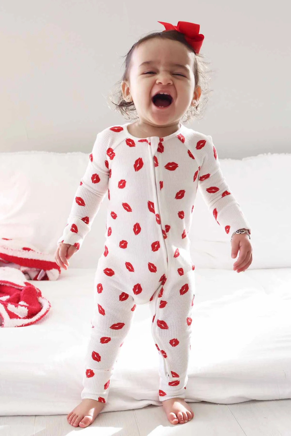 Little Kisses Bamboo Waffle Convertible Zip Romper | Caden Lane