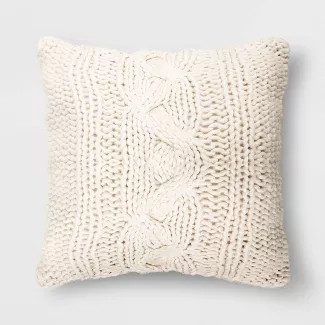 24"x24" Holiday Oversized Chunky Cable Knit Square Throw Pillow - Threshold™ | Target