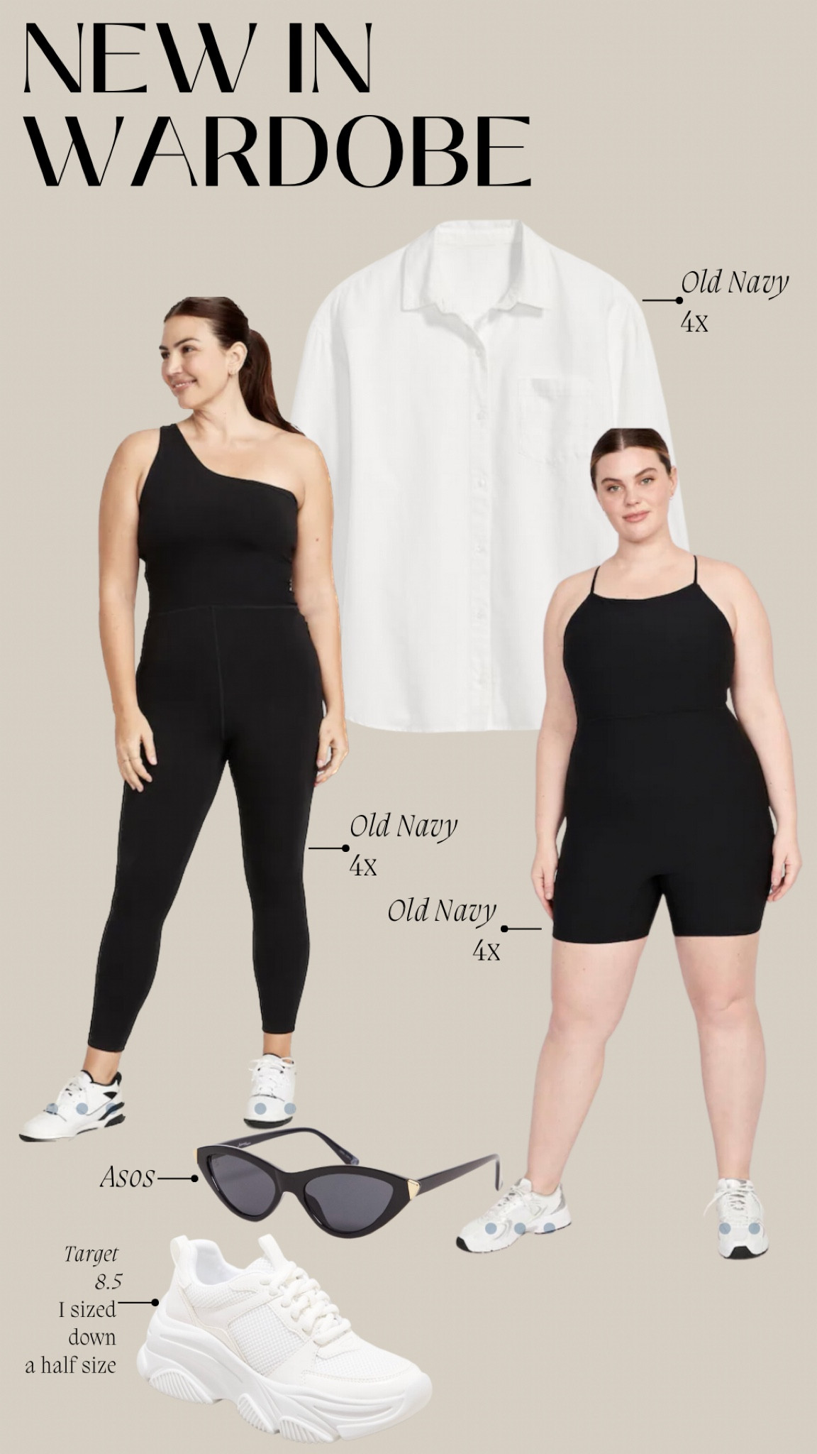 New plus size items in my wardrobe!
Both body suits are Oldnavy, button down is old navy, shoes are target and sunnies are Asos! 

#LTKsalealert #LTKshoecrush #LTKcurves