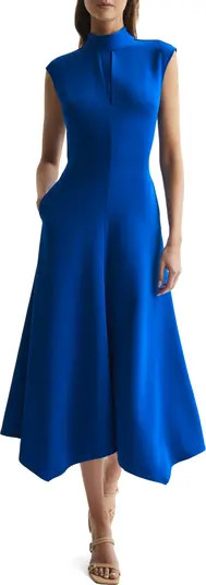 Livvy Mock Neck Open Back Fit & Flare DressREISS | Nordstrom