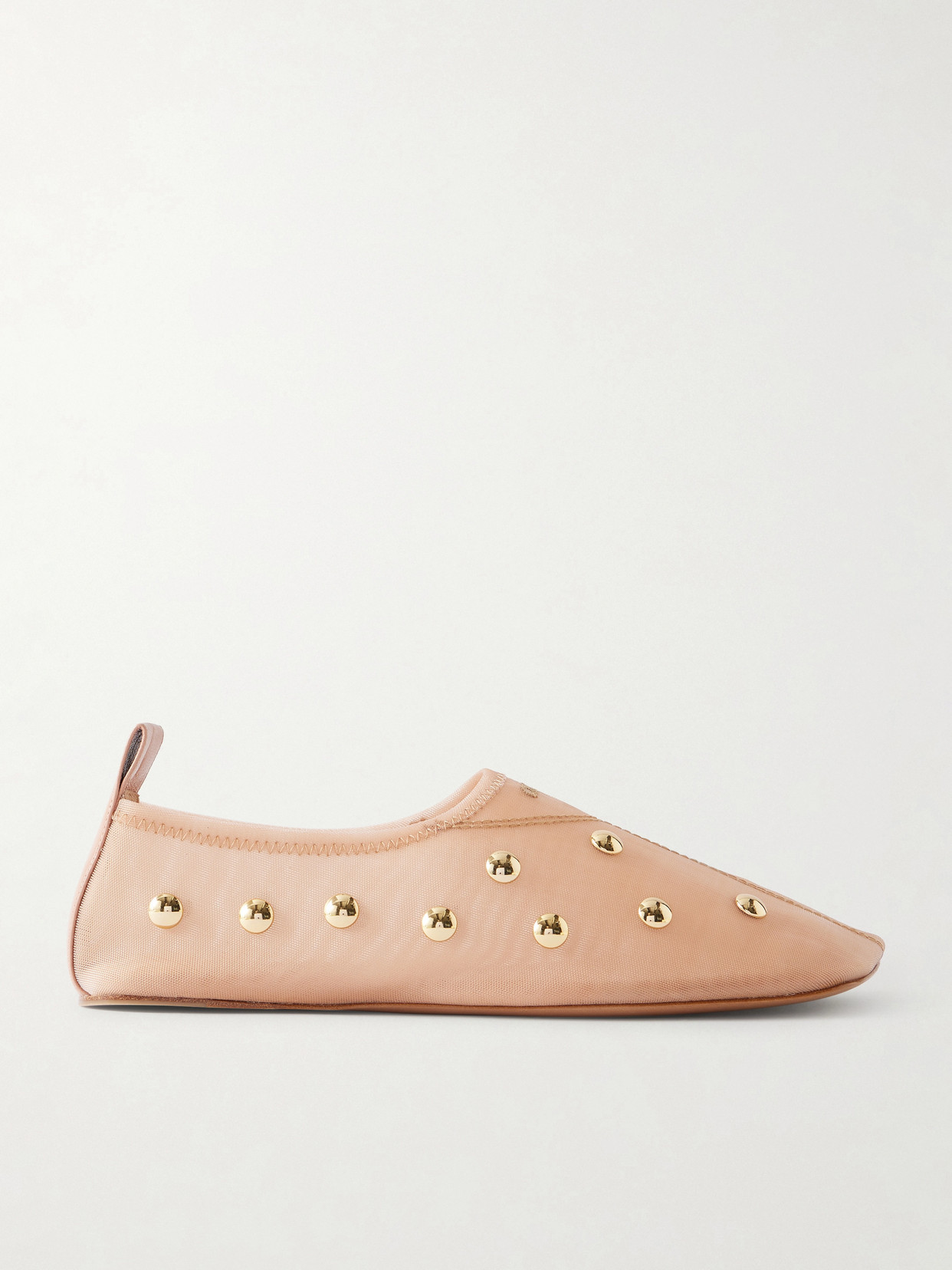 Chloé - Rita Studded Mesh Flats - Blush - IT35 | NET-A-PORTER APAC
