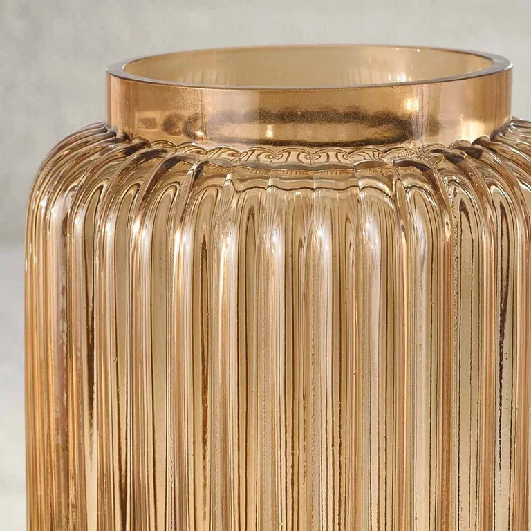 Better Homes & Gardens Ribbed Glass Vase, 10", Champagne | Walmart (US)
