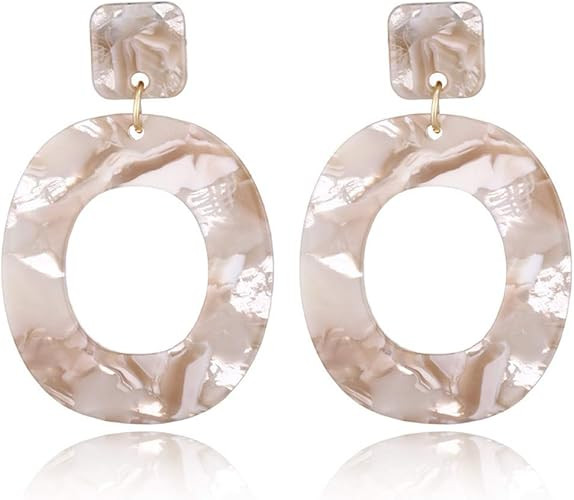 Fashion Horseshoe Acrylic Dangle Earrings Statement Acetic Acid Long Drop Earrings For Women Tren... | Amazon (US)