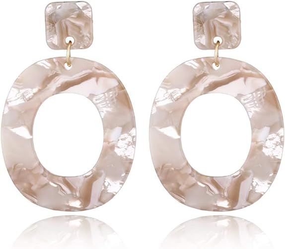 Fashion Horseshoe Acrylic Dangle Earrings Statement Acetic Acid Long Drop Earrings For Women Tren... | Amazon (US)