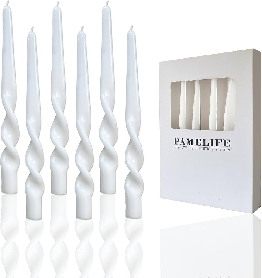 PAMELIFE Spiral Taper Candles - Set of 6 Twisted Candle 9.5 Inch Tall for Home Decoration Holiday... | Amazon (US)
