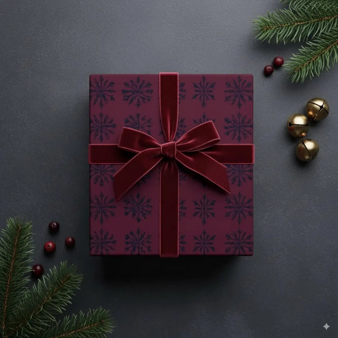 Snowflake Pattern Wrapping Paper Burgundy Gift Wrap Elegant Premium Paper for Christmas Holidays ... | Etsy (US)