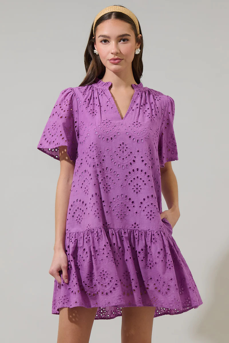 Ivy Eyelet Azari Shift Mini Dress | Sugarlips