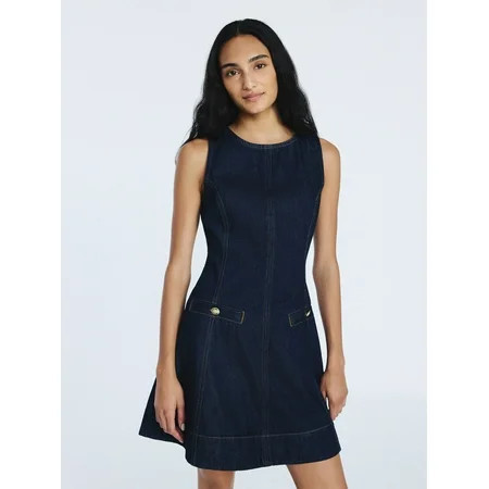 Free Assembly Women's and Women’s Plus Sleeveless Denim Mini Dress, Sizes 0-26 | Walmart (US)