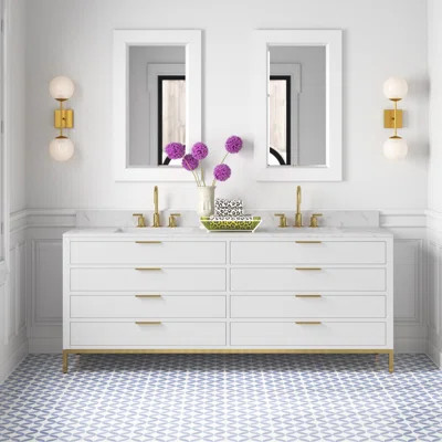 Bristol 72" Carrara White Marble Countertop Bath Vanity with Faucet and Mirror | Wayfair North America