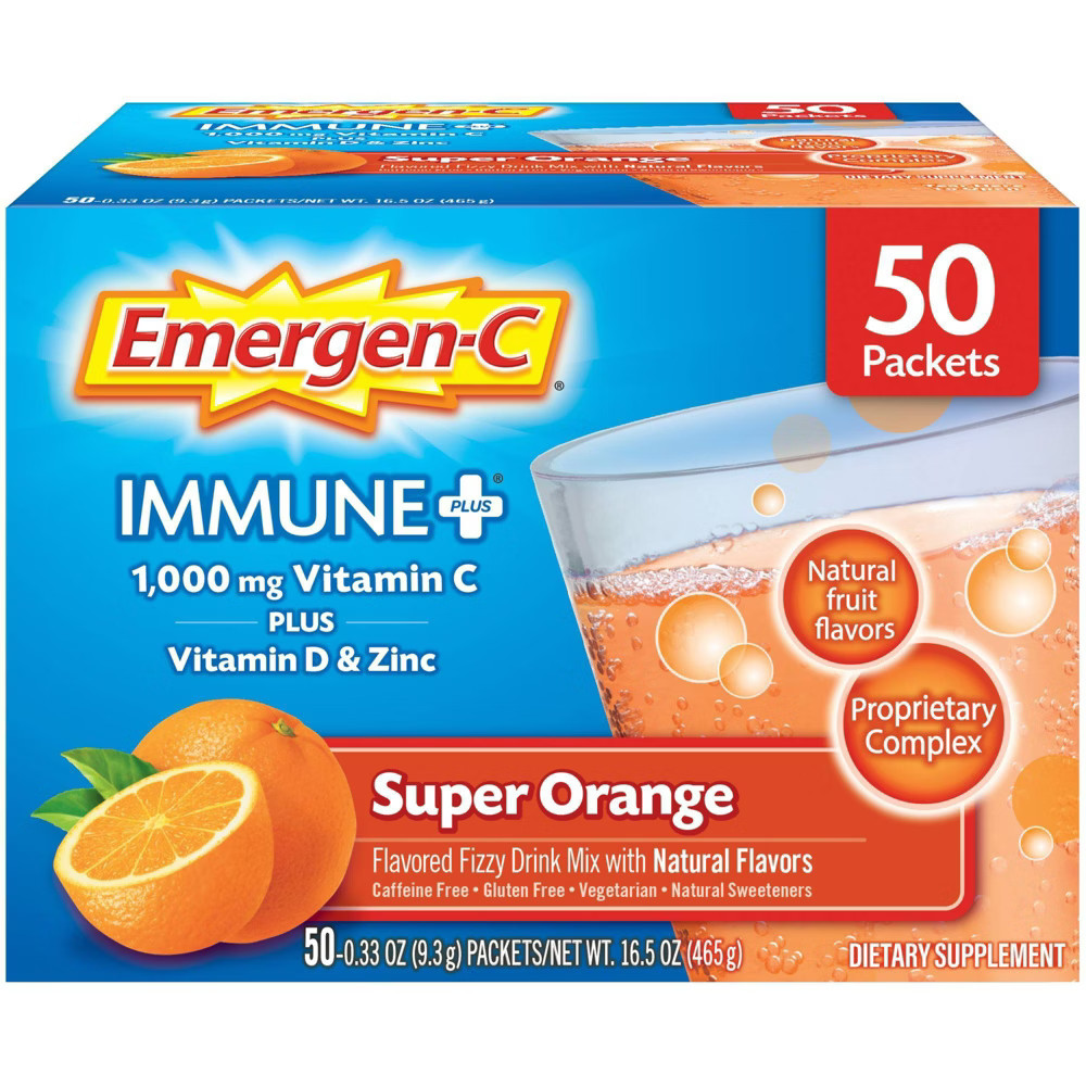 Emergen-C Immune+ Powder Drink Mix with Vitamin C - Super Orange - 50ct | Target