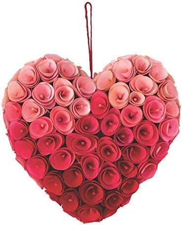 12 Inch Valentine's Day Wooden Rose Heart Wreath | Amazon (US)