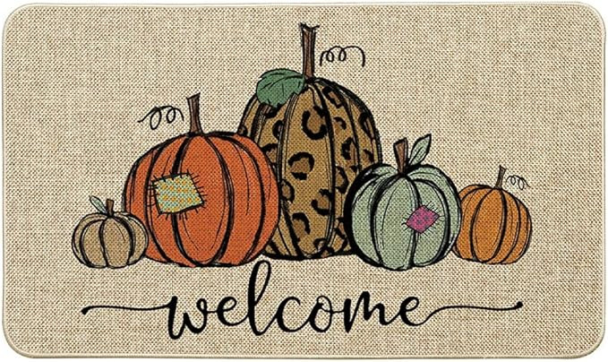 Artoid Mode Pumpkin Welcome Decorative Doormat, Fall Halloween Thanksgiving Rustic Yard Low-Profi... | Amazon (US)